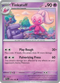 Tinkatuff card from Paldea Evolved, number 104/193