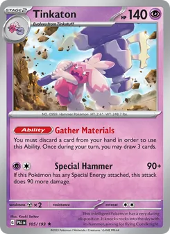 Tinkaton card from Paldea Evolved, number 105/193