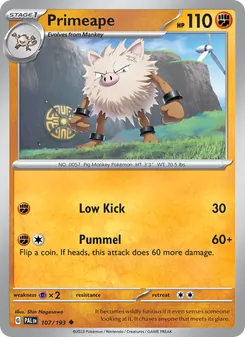 Primeape card from Paldea Evolved, number 107/193