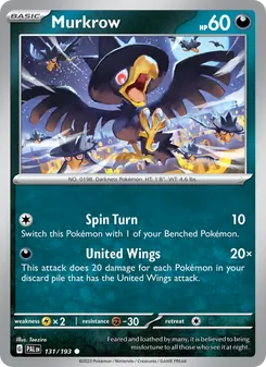 Murkrow card from Paldea Evolved, number 131/193