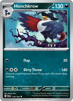 Honchkrow card from Paldea Evolved, number 132/193