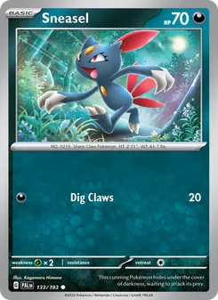 Sneasel card from Paldea Evolved, number 133/193
