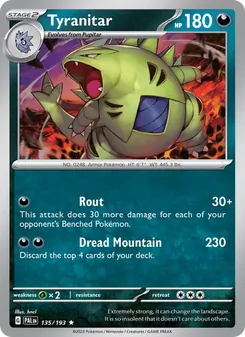 Tyranitar card from Paldea Evolved, number 135/193