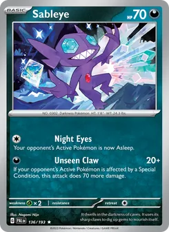 Sableye card from Paldea Evolved, number 136/193