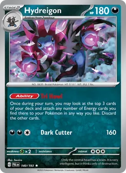 Hydreigon card from Paldea Evolved, number 140/193