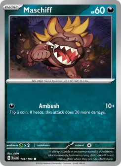 Maschiff card from Paldea Evolved, number 141/193