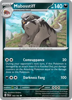 Mabosstiff card from Paldea Evolved, number 143/193