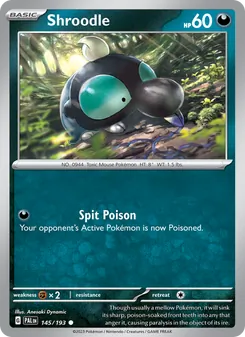 Shroodle card from Paldea Evolved, number 145/193