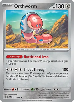 Orthworm card from Paldea Evolved, number 151/193