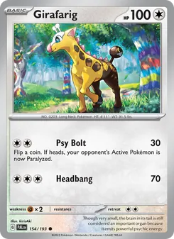 Girafarig card from Paldea Evolved, number 154/193