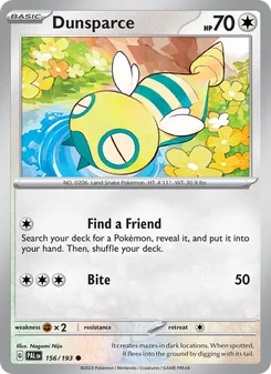 Dunsparce card from Paldea Evolved, number 156/193