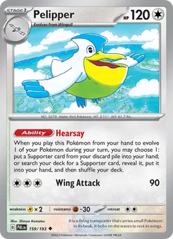 Pelipper card from Paldea Evolved, number 159/193