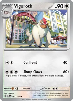 Vigoroth card from Paldea Evolved, number 161/193