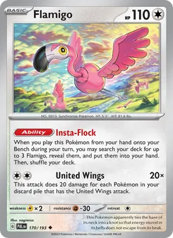 Flamigo card from Paldea Evolved, number 170/193