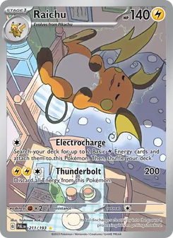 Raichu card from Paldea Evolved, number 211/193