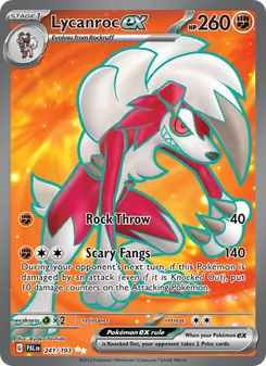 Lycanroc ex card from Paldea Evolved, number 241/193