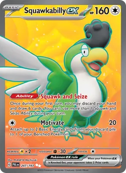 Squawkabilly ex card from Paldea Evolved, number 247/193
