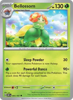 Bellossom card from Obsidian Flames, number 003/197