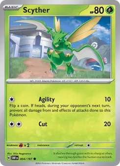 Scyther card from Obsidian Flames, number 004/197