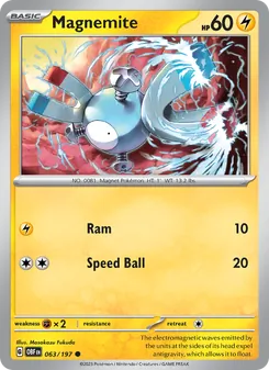 Magnemite card from Obsidian Flames, number 063/197