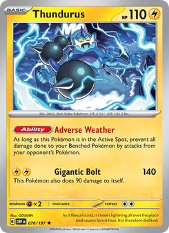 Thundurus card from Obsidian Flames, number 070/197