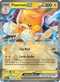 Pawmot ex card from Obsidian Flames, number 073/197