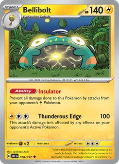 Bellibolt card from Obsidian Flames, number 078/197