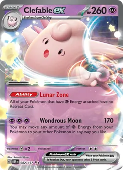 Clefable ex card from Obsidian Flames, number 082/197