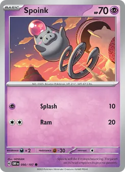 Spoink card from Obsidian Flames, number 090/197