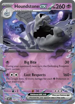 Houndstone ex card from Obsidian Flames, number 102/197