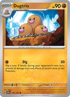 Dugtrio card from Obsidian Flames, number 104/197