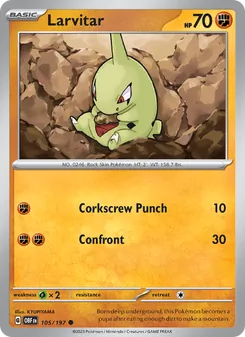 Larvitar card from Obsidian Flames, number 105/197