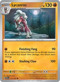 Lycanroc card from Obsidian Flames, number 117/197