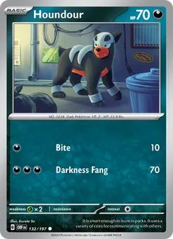 Houndour card from Obsidian Flames, number 132/197