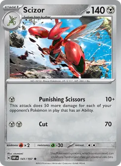 Scizor card from Obsidian Flames, number 141/197
