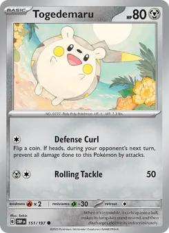 Togedemaru card from Obsidian Flames, number 151/197