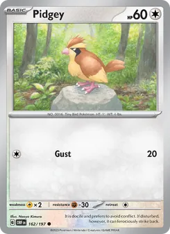 Pidgey card from Obsidian Flames, number 162/197