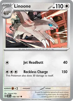 Linoone card from Obsidian Flames, number 168/197