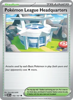 Pokémon League Headquarters card from Obsidian Flames, number 192/197