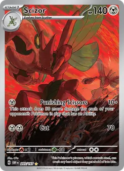 Scizor card from Obsidian Flames, number 205/197