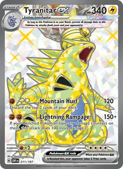 Tyranitar ex card from Obsidian Flames, number 211/197