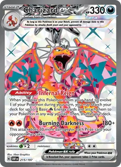 Charizard ex card from Obsidian Flames, number 215/197