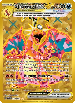Charizard ex card from Obsidian Flames, number 228/197