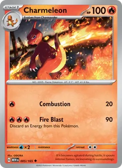 Charmeleon card from 151, number 005/165