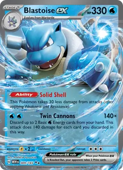 Blastoise ex card from 151, number 009/165