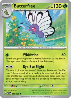 Butterfree card from 151, number 012/165