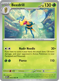 Beedrill card from 151, number 015/165