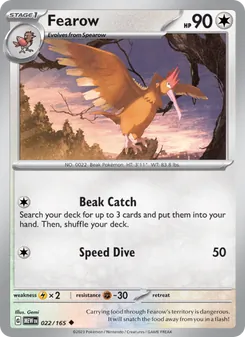 Fearow card from 151, number 022/165