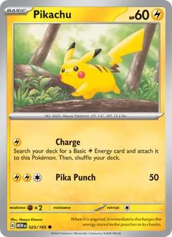 Pikachu card from 151, number 025/165