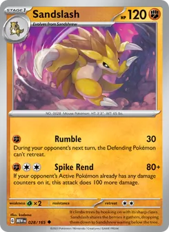 Sandslash card from 151, number 028/165